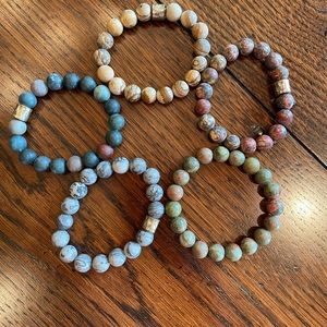 Stackable stone bead bracelet set of 5 - OS